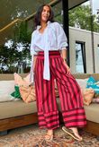 Bloc Stripe Wide Leg Pant Rhubarb Rose & Rioja